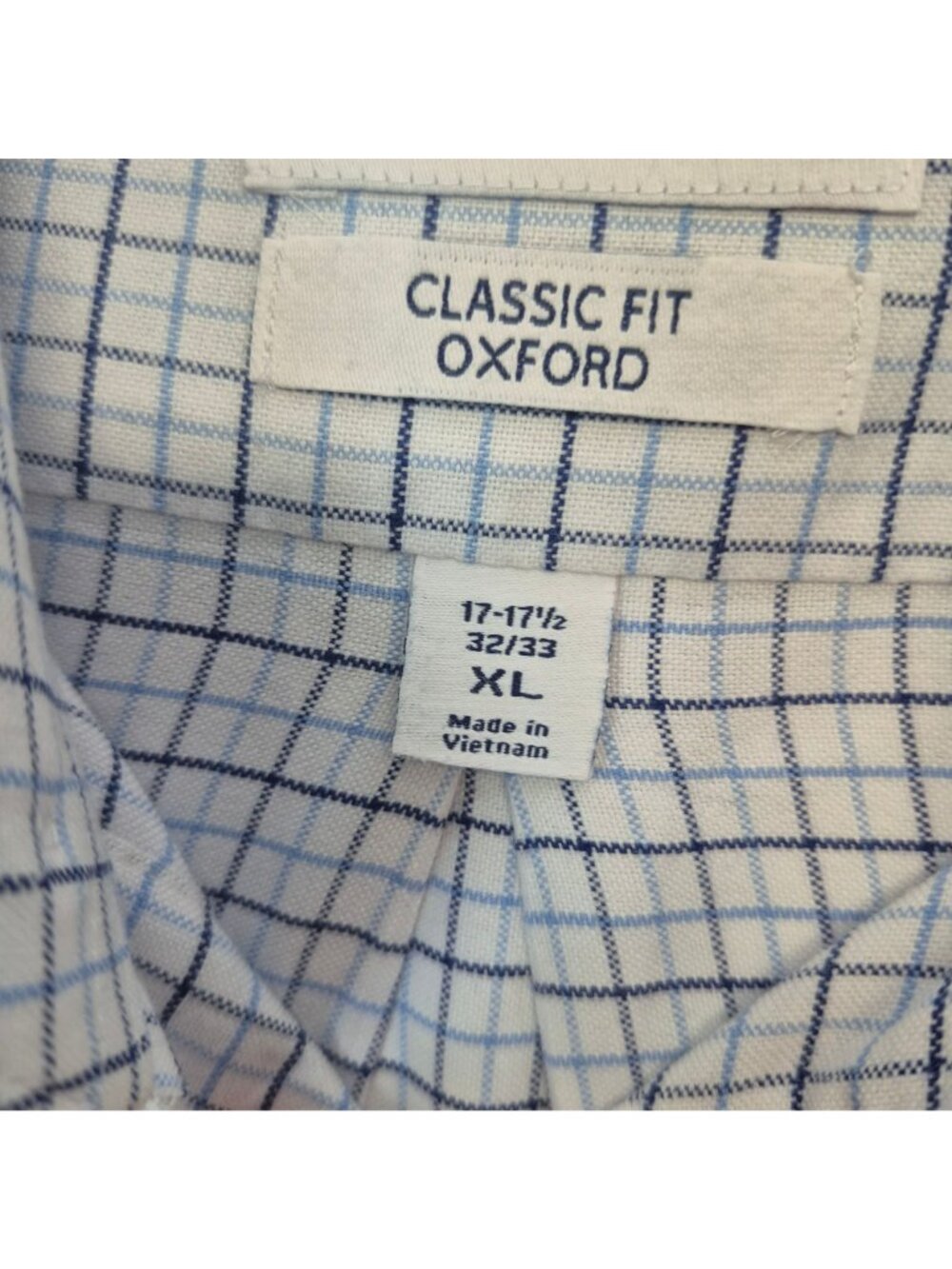Saddlebred Men's Classic Fit Oxford Shirt 17-17.5 XL Blue Plaid Button-Down - Picture 6 of 6